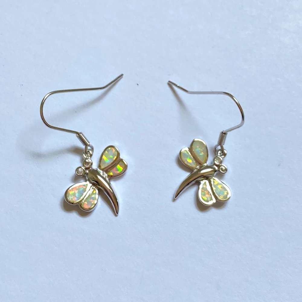 NWOT Dragon fly Opal Stainless steel earings